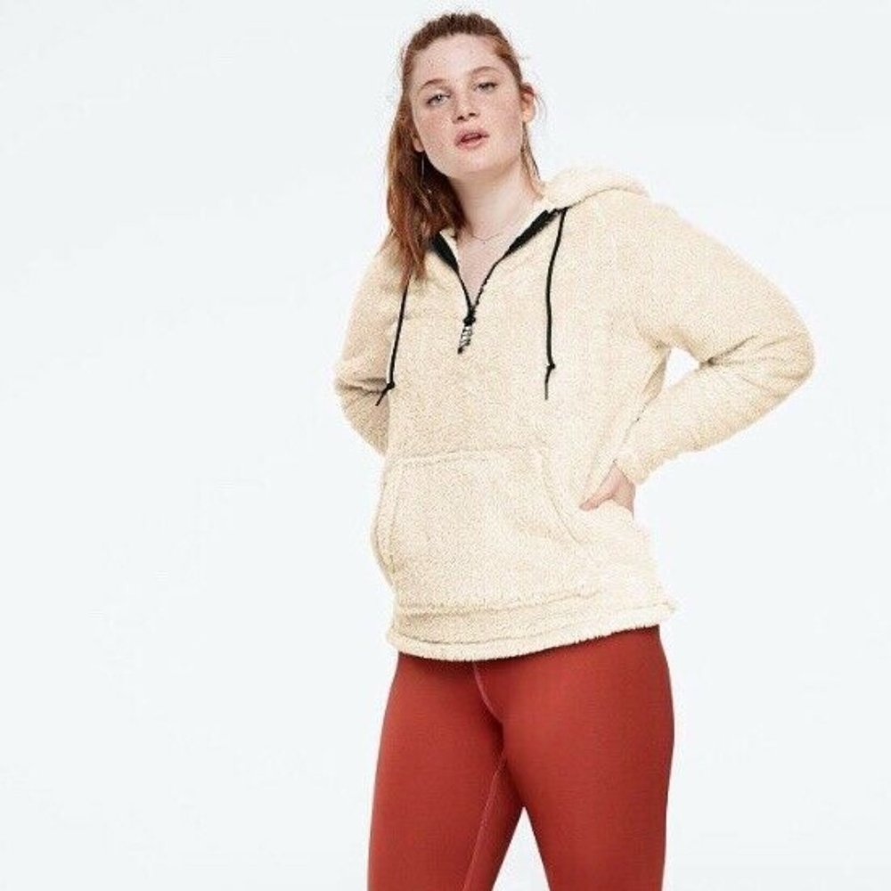 Vs Pink Half Zip Teddy Pullover Large Nip - image 1